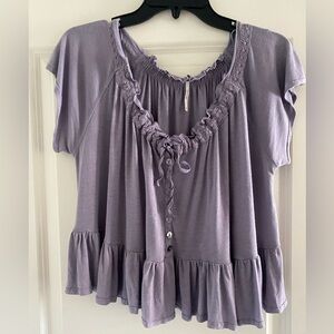 Lilac Ruffle Accent Women's Blouse